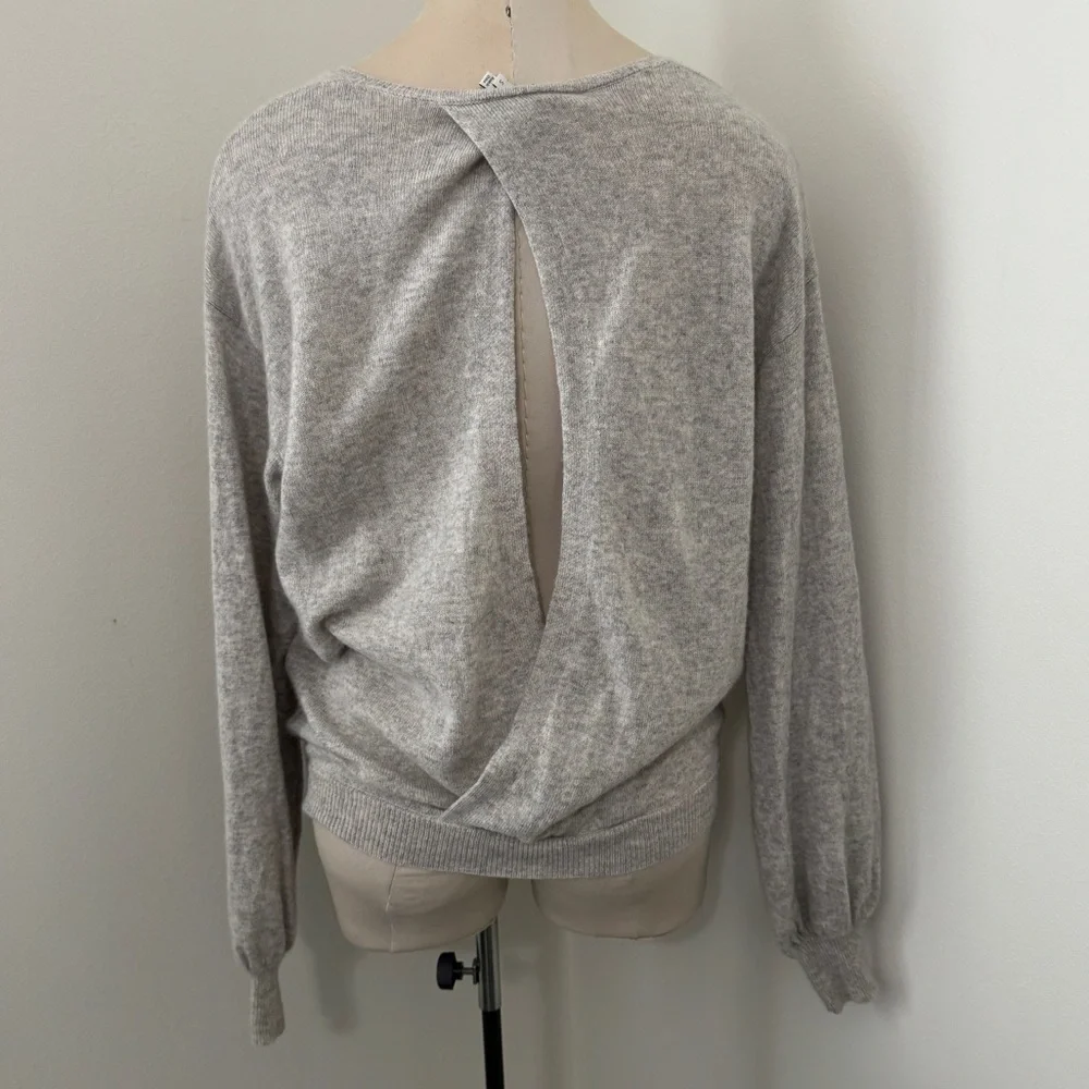 Joie Small Airic Gray Cashmere & Wool Open Back Sweater ~ Classic Minimalist